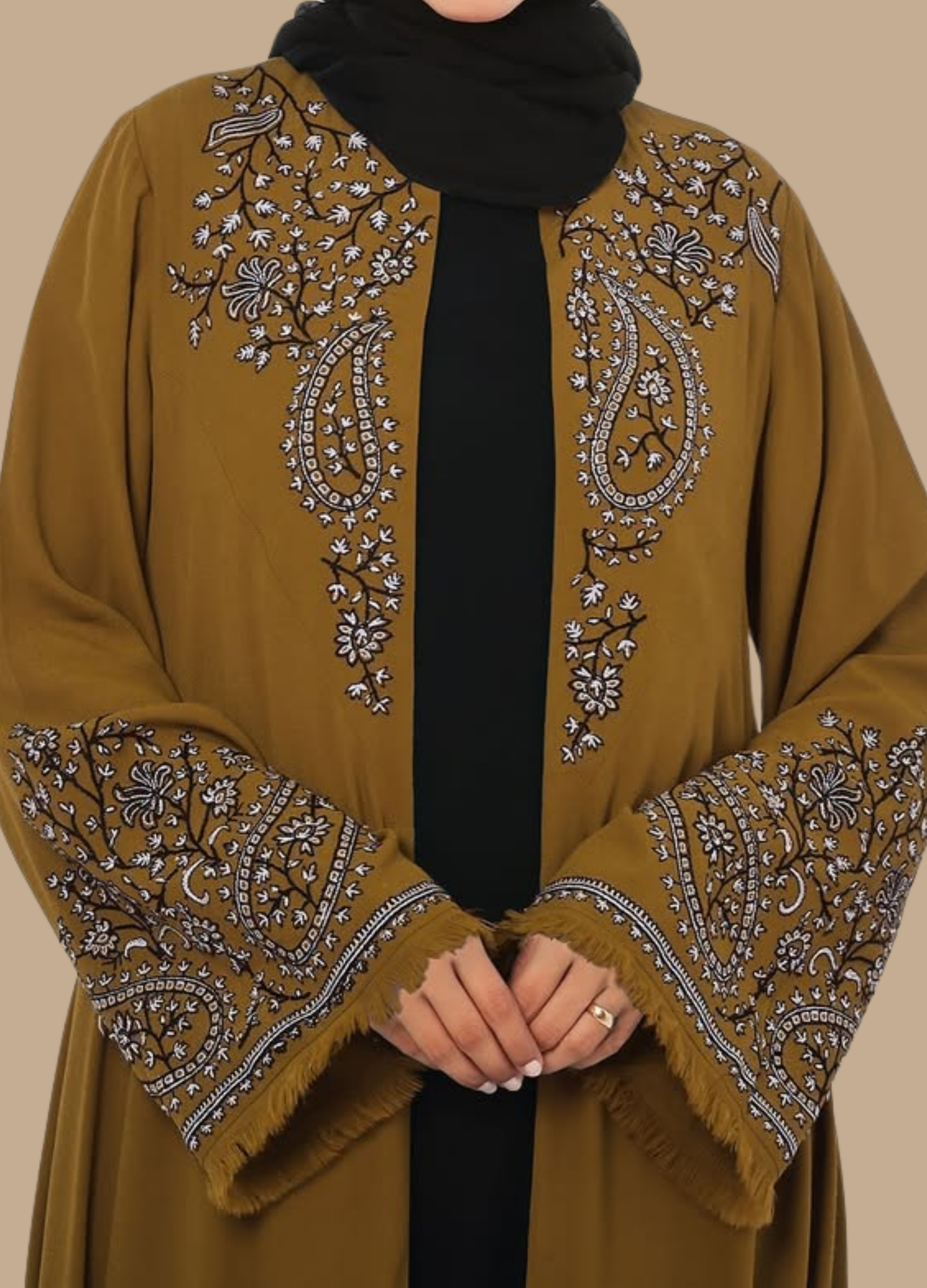 Earthy Elegance Embroidered Abaya