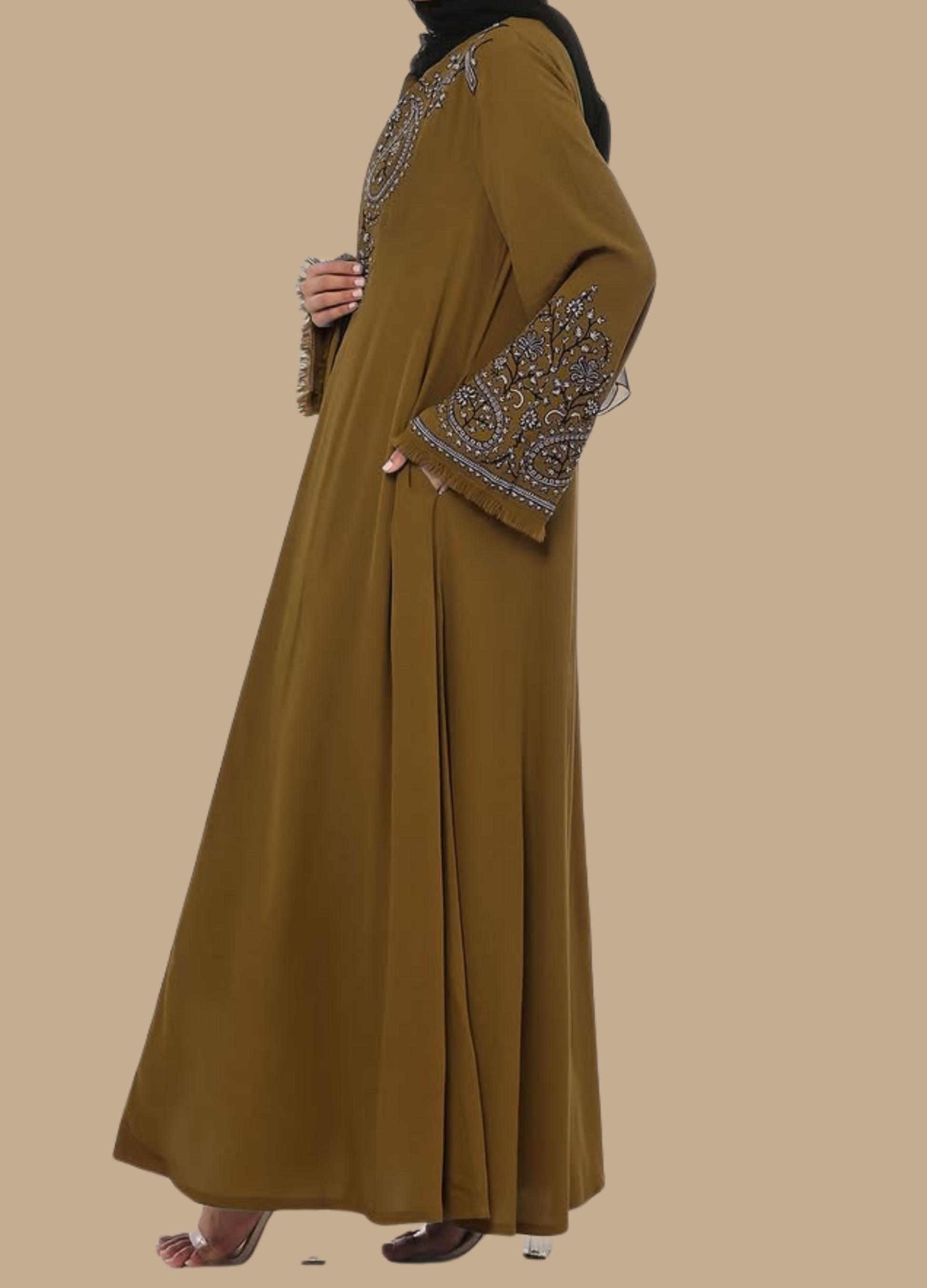 Earthy Elegance Embroidered Abaya