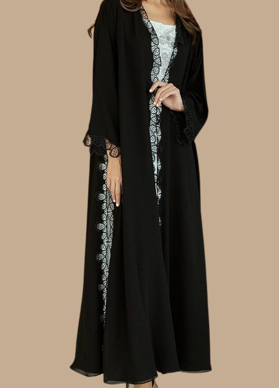 Sleek Noir Open Abaya