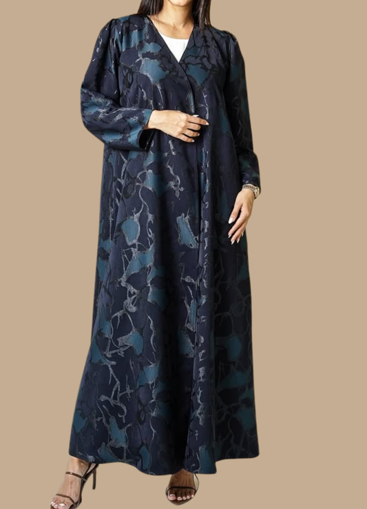 Midnight Luxe Black & Navy Abaya