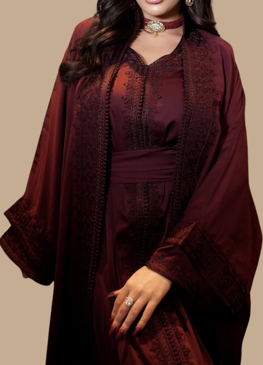 Crimson Velvet Luxe Abaya