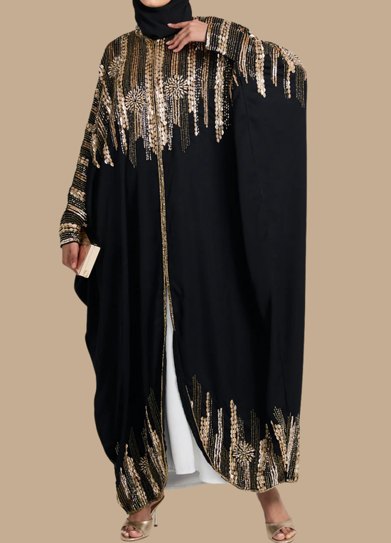 Golden Radiance Black Abaya