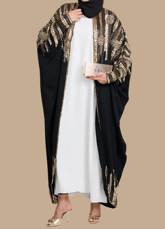 Golden Radiance Black Abaya