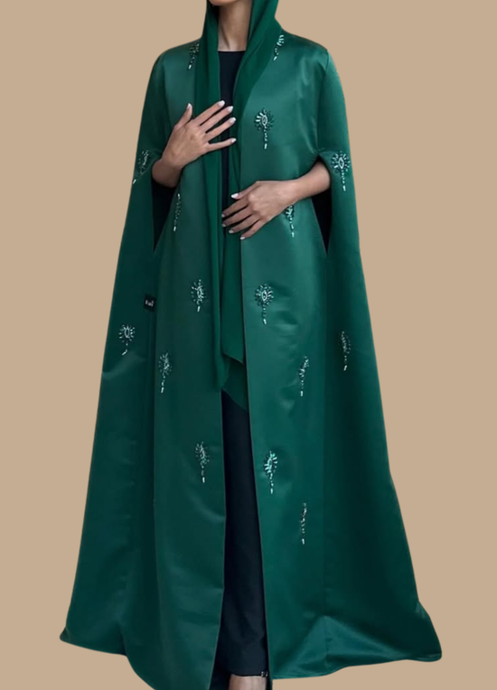 Emerald Glow Open Abaya