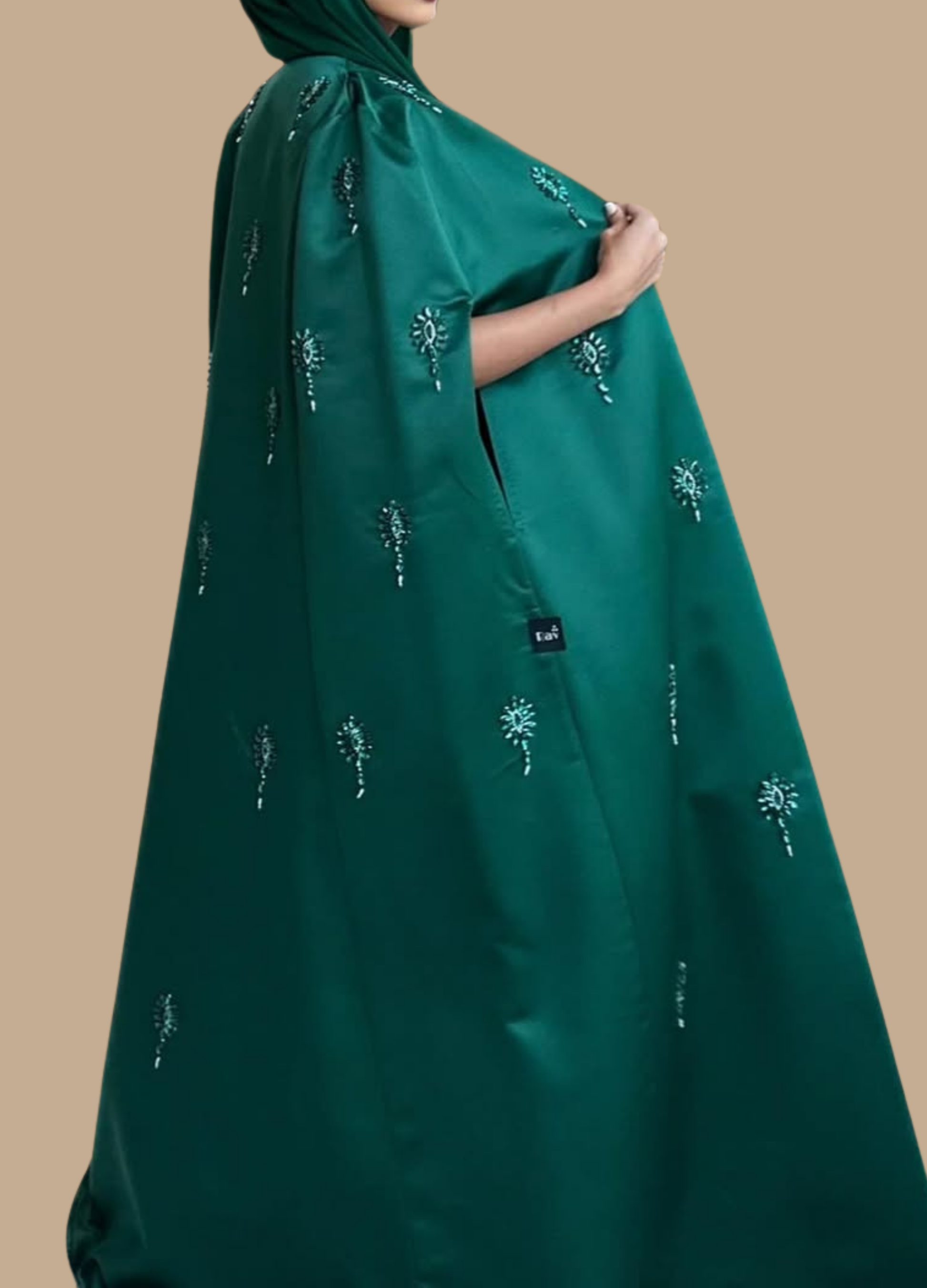 Emerald Glow Open Abaya