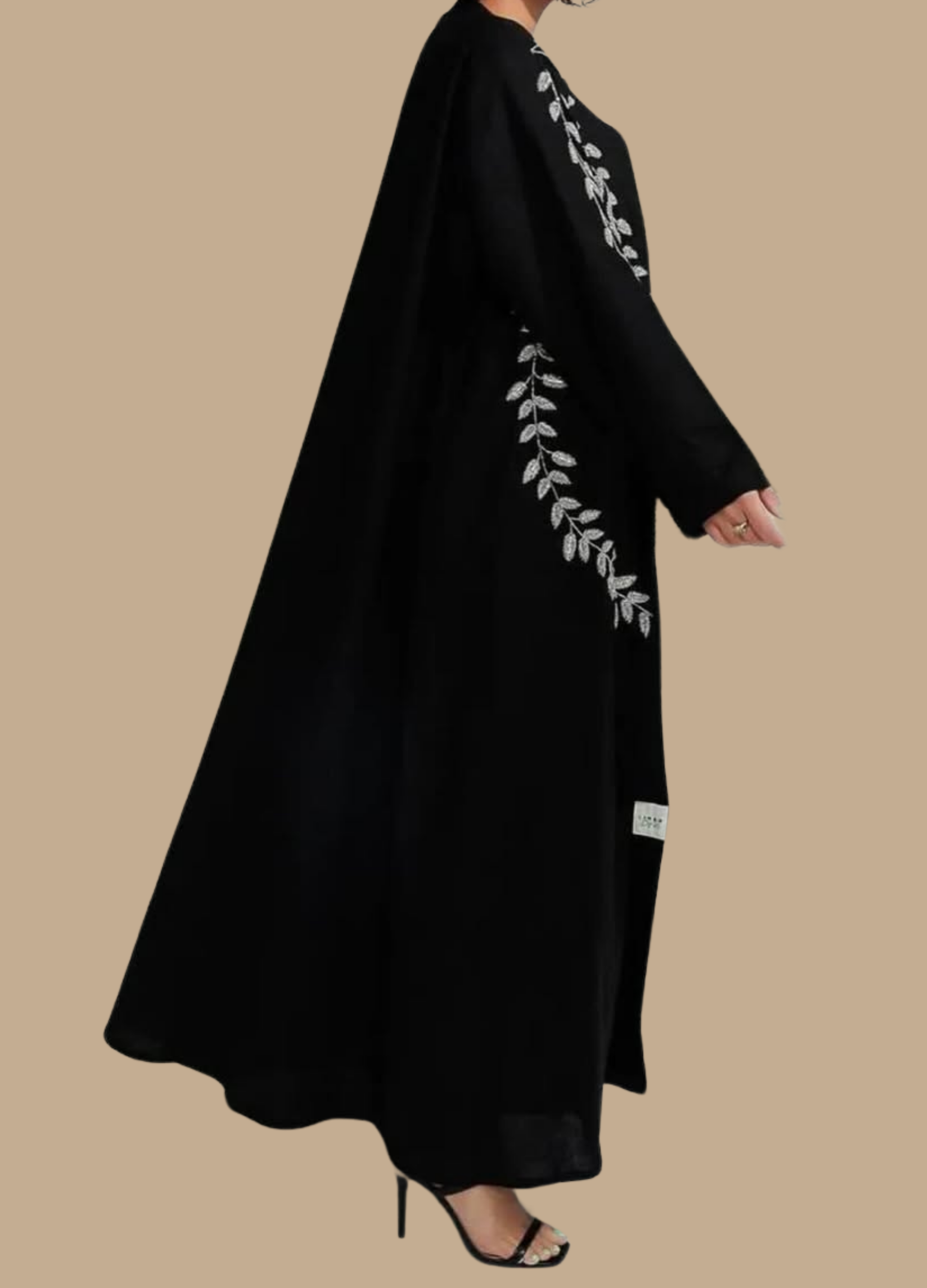 Floral Elegance Black Abaya