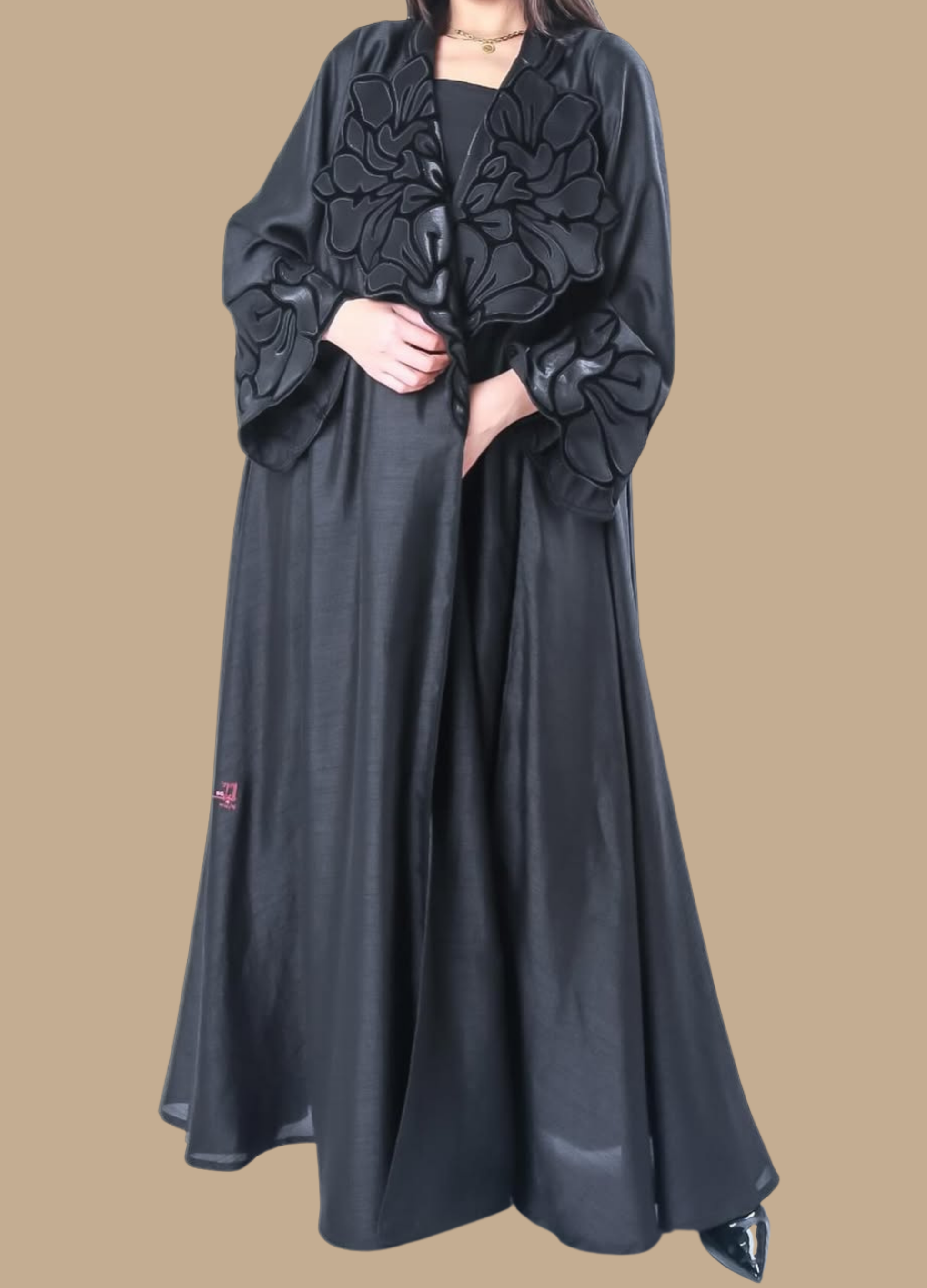 Velvet Bloom Black Abaya