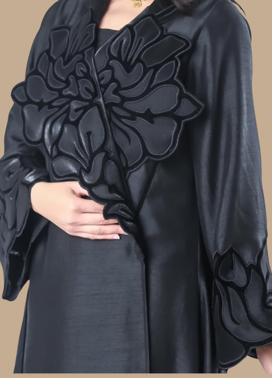 Velvet Bloom Black Abaya