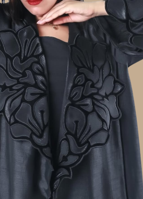 Velvet Bloom Black Abaya