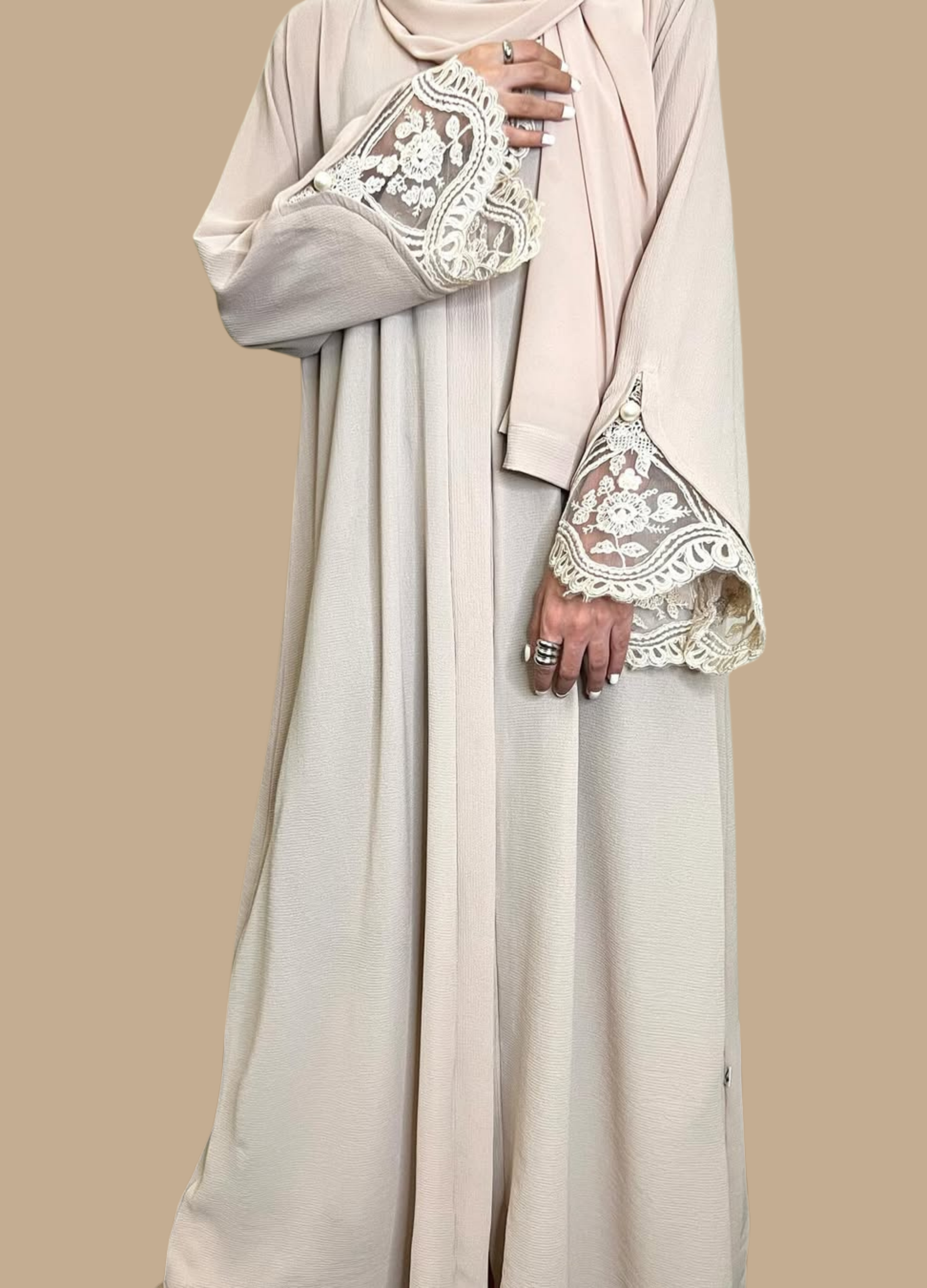 Opulent White Fancy Abaya