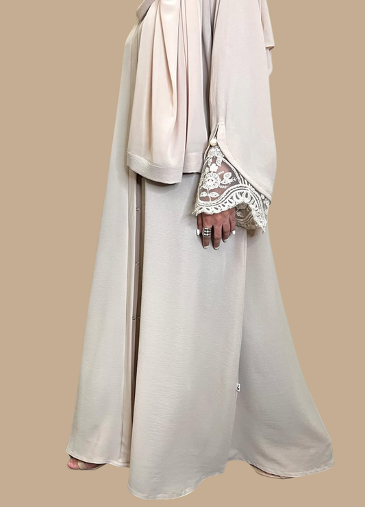 Opulent White Fancy Abaya